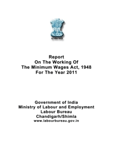 Report On The Working Of The Minimum Wages Act, 1948 For The