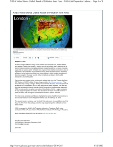 Page 1 of 1 NASA Video Shows Global Reach of Pollution from