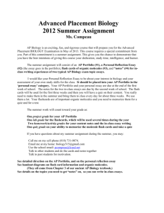 Advanced Placement Biology 2012 Summer Assignment Ms