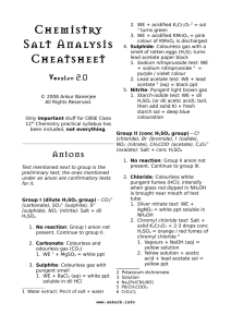 Chemistry Salt Analysis Cheatsheet