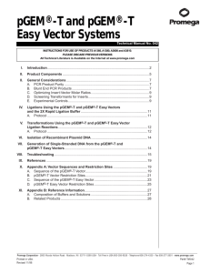 pGEM®-T and pGEM®-T Easy Vector Systems