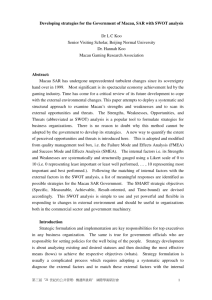 Developing strategies for the Government of Macau, SAR with