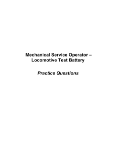 Mechanical Service Operator – Locomotive Test Battery Practice