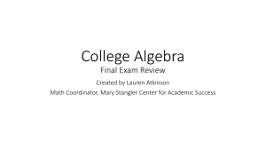 College Algebra Final Exam Review
