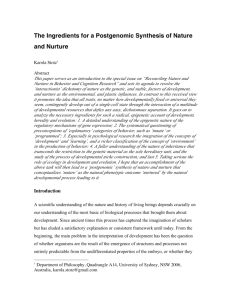 The Ingredients for a Postgenomic Synthesis of Nature and Nurture