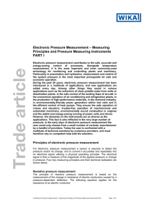 Measuring principles and pressure measuring instruments Part I