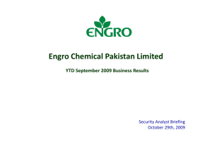 Engro YTD Sep 2009 Highlights cont'd…