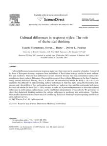 Cultural differences in response styles: The role of dialectical thinking