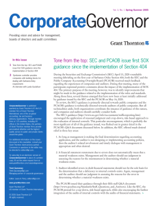 Tone from the top: SEC and PCAOB issue first SOX