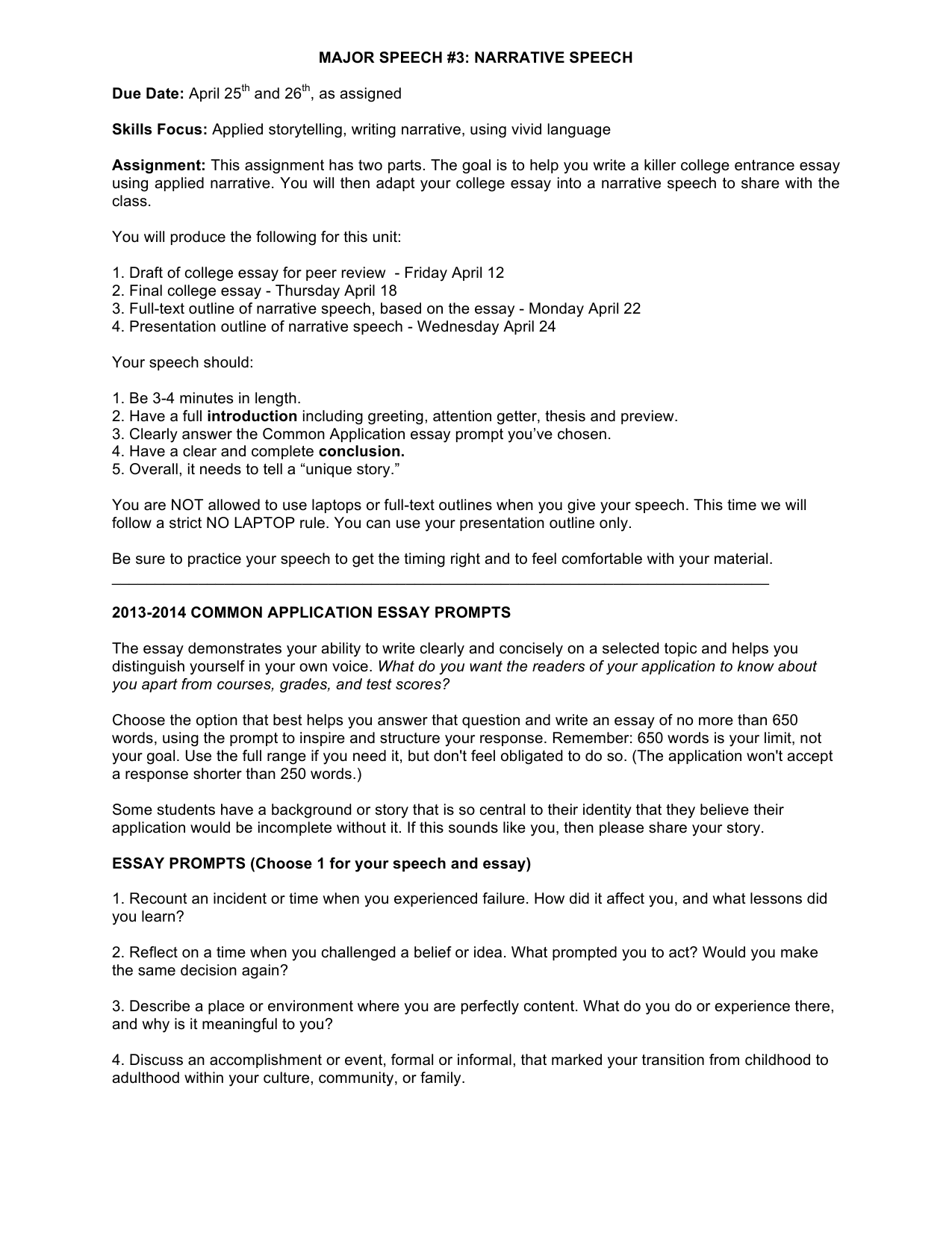 Narrative Speech Narrative Speech Outline 2022 10 16
