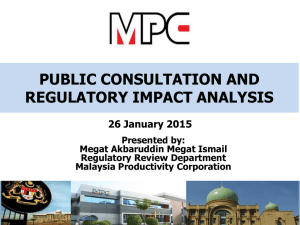 PUBLIC CONSULTATION AND REGULATORY IMPACT ANALYSIS