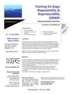 Training On Gage Repeatability & Reproducibility (GR&R)