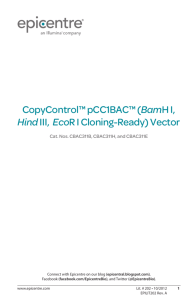 Protocol for CopyControl™ pCC1BAC™ (BamH I, Hind III, EcoR I