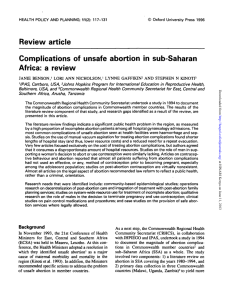 Review article Complications of unsafe abortion in sub