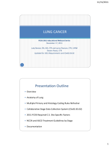 LUNG CANCER Presentation Outline