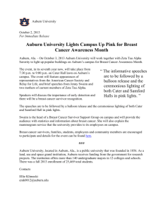 Auburn University Lights Campus Up Pink for Breast Cancer