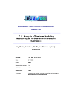 D 1.1 Analysis of Business Modelling Methodologies for