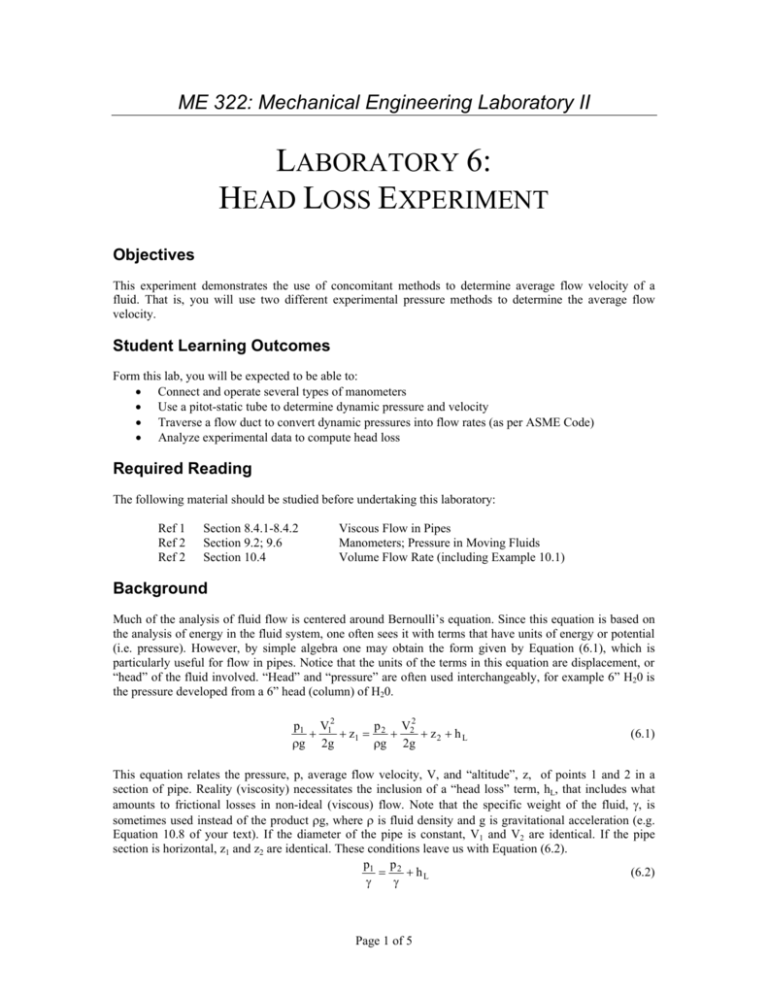 head loss experiment lab report