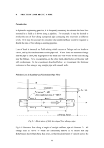 9. FRICTION LOSS ALONG A PIPE Introduction In hydraulic