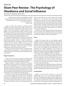 Sham Peer Review: The Psychology of Obedience and Social