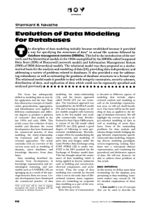 Evolution Of Data Modeling for Databases