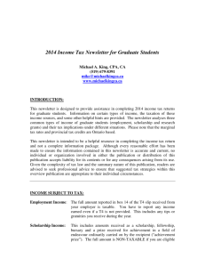 2014 Income Tax Newsletter for Graduate Students