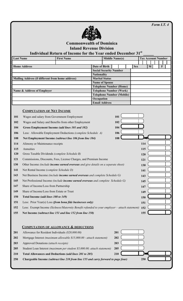 Personal Income Tax Return Form 