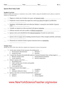 Igneous Rock Study Guide