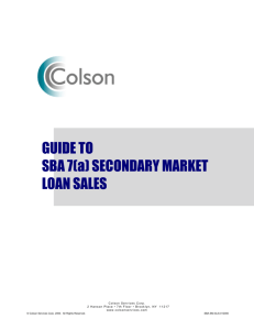 Guide to SBA 7(a) Secondary Market Loan Sales