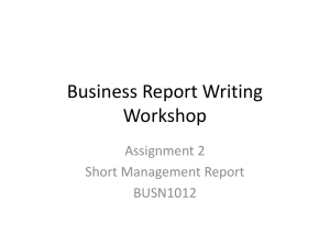 Business Report Writing Workshop