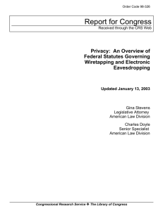 Report for Congress - Electronic Privacy Information Center