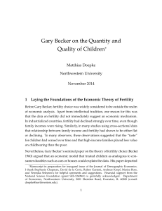 Gary Becker on the Quantity and Quality of Children