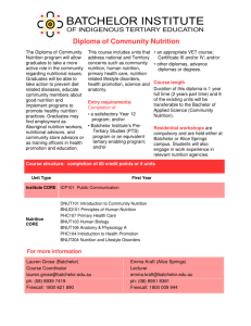 Diploma of Community Nutrition - Australian Indigenous HealthInfoNet