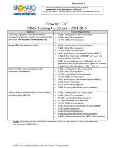 Broward EOC NIMS Training Guidelines – 2014