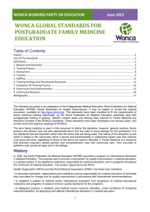 WONCA Global Standards for Postgraduate Family Medicine