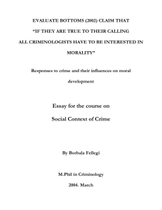 Essay for the course on Social Context of Crime