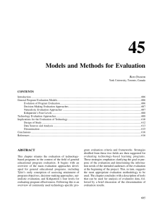 Models and Methods for Evaluation
