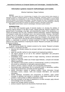 Information systems research methodologies and models