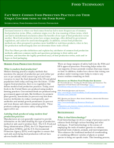 food technology fact sheet: common food production practices