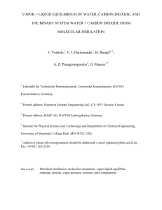 vapor + liquid equilibrium of water, carbon dioxide, and the binary