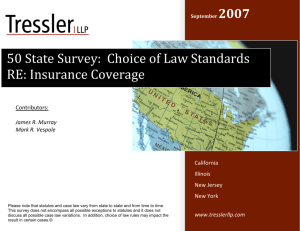 Choice of Law Standards RE: Insurance Coverage