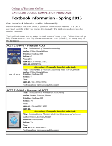Textbook Information - Spring 2016