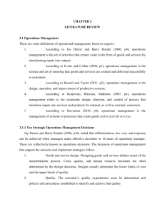 CHAPTER 2 LITERATURE REVIEW 2.1 Operations Management