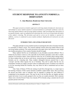 student response to annuity formula derivation