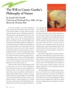 The Will to Create: Goethe's Philosophy of Nature