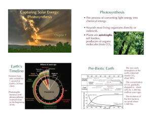 Capturing Solar Energy: Photosynthesis Photosynthesis Earth's