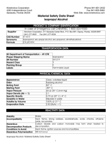 Material Safety Data Sheet Isopropyl Alcohol