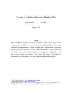 Precolonial Centralization and Institutional Quality in Africa