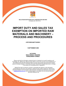 Import Duty and Sales Tax Exemption on Imported
