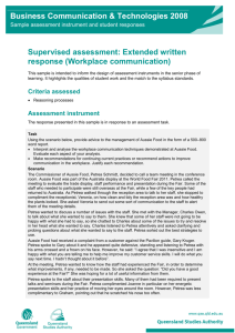 Extended written response (Workplace communication): Business